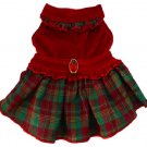 Dog Clothes Adorable Red Velvet Plaid Dress
