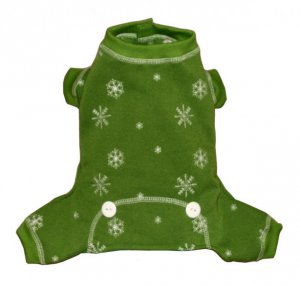 Dog Clothes Adorable   Green Snowflake Long Johns
