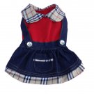 Dog Clothes NEW!! Adorable Denim Overall Dog Dress with Plaid Trim