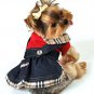 Dog Clothes NEW!! Adorable Denim Overall Dog Dress with Plaid Trim