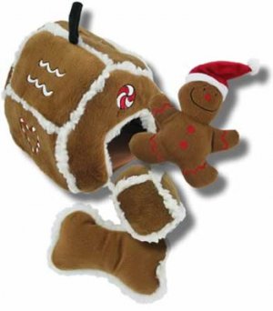 Dog Clothes Hide-A-Toy Gingerbread House Plush Toy