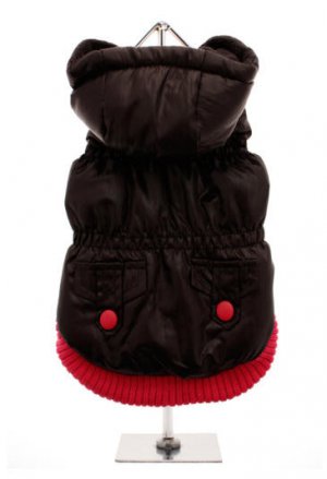 Dog Clothes New!!  Black Quilted Coat with Hood