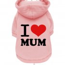 Dog Clothes Adorable "I Love Mum" Fleece-Lined Dog Hoodie Sweatshirt