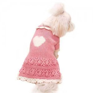 Dog Clothes Adorable Hand Knitted Sweater Pink Lady