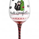 New! Taste of Purrfection  Hand-Decorated  Wine Glass
