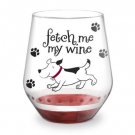 New! Fetch My Wine Hand-Decorated Stemless Wine Glass