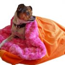Dog Beds NEW!! Hot Pink Curly Minky w/Orange Smooth Minky Snuggle Pup 3 'n 1