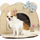 Dog Beds NEW!! Faux Leather Beige Bear House Bed