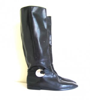 Vintage Black Patent Leather Riding Boots sz 8.5