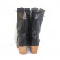 1970's Vintage Black Leather Ankle Boots Grey Fur Cuffs sz 7.5