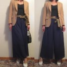 1980's Vintage Black Sash Wideleg Pants / Gauchos / palazzo sz small