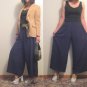 1980's Vintage Black Sash Wideleg Pants / Gauchos / palazzo sz small