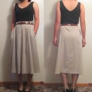 1980's Vintage High Waist Khaiki Long Skrt Sz M / L