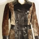 VINTAGE LEATHER AND BULLS HAIR COAT JACKET HORN? BUTTON