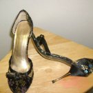 CHARLOTTE RUSSE GOLD HEEL STILETTO SIZE 6 BLACK/GOLD