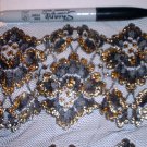 Sheer Black & Gold Flowered Fabric 1 Yard GORGEOUS!