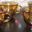 Set of 12 Carnival Glass Amber Punch Glasses- great collectors piece!
