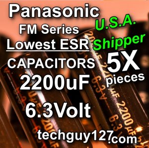 5 Pcs Panasonic FM 2200uF 6.3V Super Low ESR Radial Electrolytic Capacitors