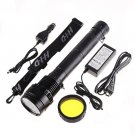 Ultra Bright 75W 7500 Lumens 6600mah Rechargeable HID Flashlight Lamp Xenon Torch Waterproof Black