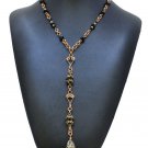 Black Heart Rosary Style Necklace