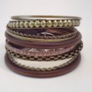 Antique Gold & Wood Bangle Bracelets