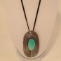 Large Oval Silver/Black &  Blue Pendant