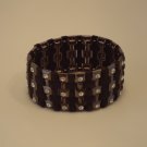 Rhinestone, Black  Silver Stretch Bracelet