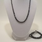 Hematite Tone Necklace & Bracelet Set