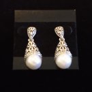 Silver/Black with Pearl Earrings