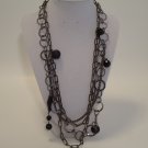 Hematite Tone Metal and Bead Necklace