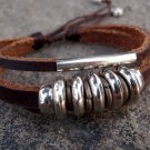 Leather Zen Bracelet with Sparkling Silver Beads
