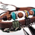 Leather bracelet hemp woven ceramic zen bead