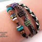 Leather bracelet hemp woven ceramic zen bead