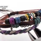 Leather bracelet with vintage ceramic zen bead