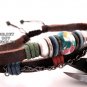 Big blue ceramic zen bead leather handmade bracelet