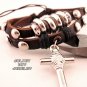 Cross pendant leather bracelet