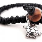 Turtle charm black hemp woven bracelet