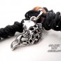Filigree fish charm black hemp woven bracelet