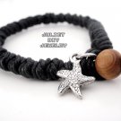 Starfish charm black hemp woven bracelet