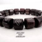 Sandal wood beaded zen bracelet, sterling silver inlaid
