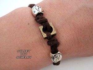 Brass square bead yinyang beads handmade bracelet