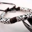 Tribal style silver tube hemp bracelet