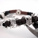 Pirate skull beads leather bracelet