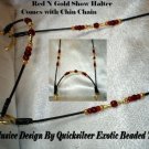 Red/Gold beaded ARABIAN Show Halter, Your Custom Size