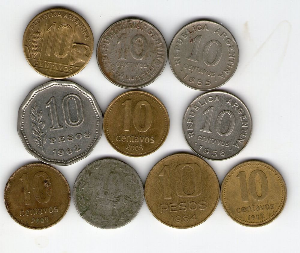 Argentina Peso Pesos Centavos Commemorative COIN LOT OF 10 COINS