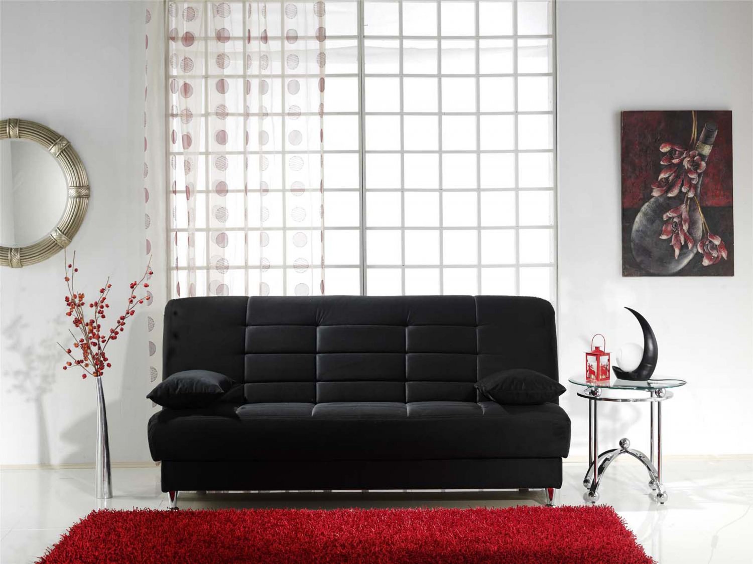 Vegas Black Microfiber Sofa Bed with Storage