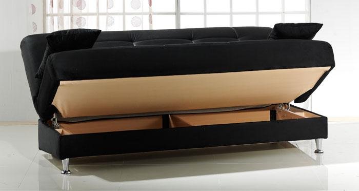 Picture of Vegas Black Microfiber Sofa Bed with Storage
