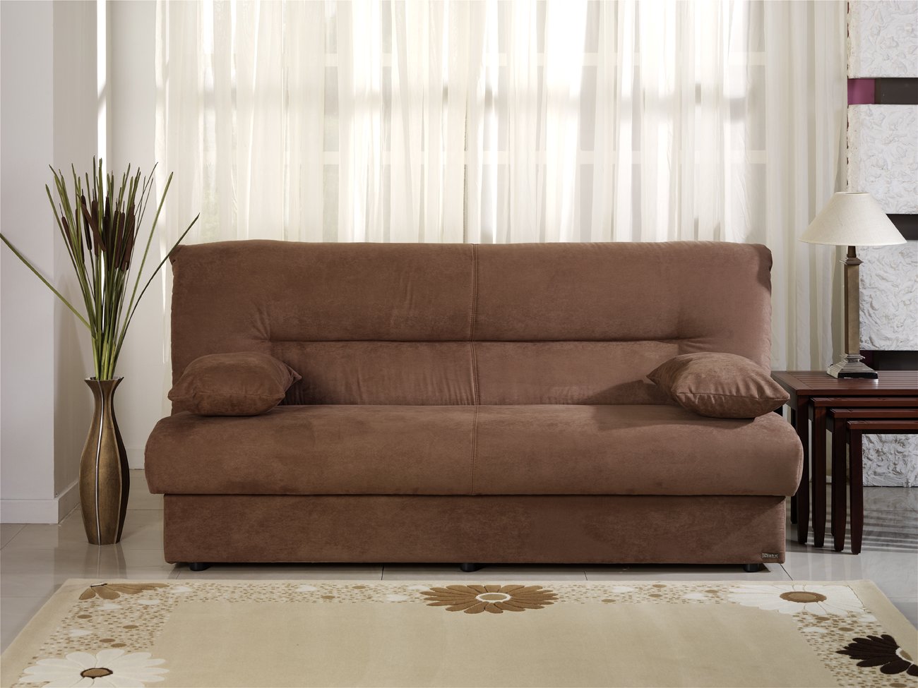 Regata Brown Microfiber Sofa Bed with Storage