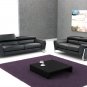 Atens Black Italian Leather 2pc Sofa and Loveseat
