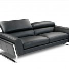 Atens Black Italian Leather Sofa